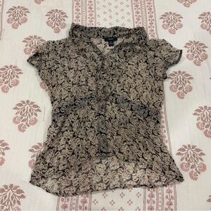 Tan Floral Mesh Blouse